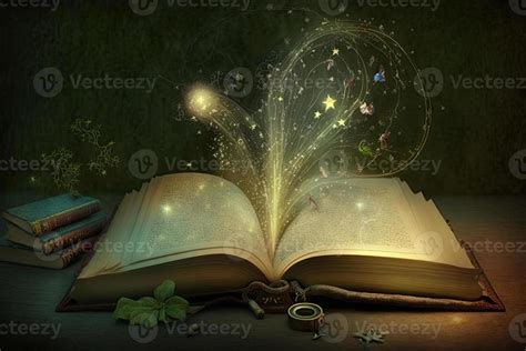 ouvert magique livre avec embrasé lumières plus de pages sur abstrait ...