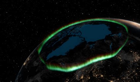 the ring around magnetic pole with northern lights | Northern lights ...