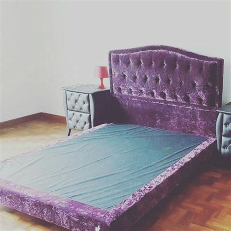 Purple Queen Size Bed Frame, Furniture & Home Living, Furniture, Bed ...