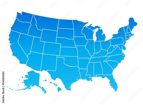 Map of the United States of America. USA map, blue color. Stock Vector ...