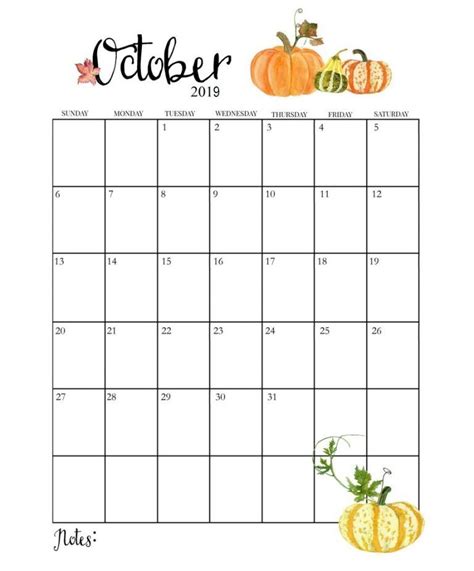 Cute October 2019 Calendar | October calendar, Editable calendar ...