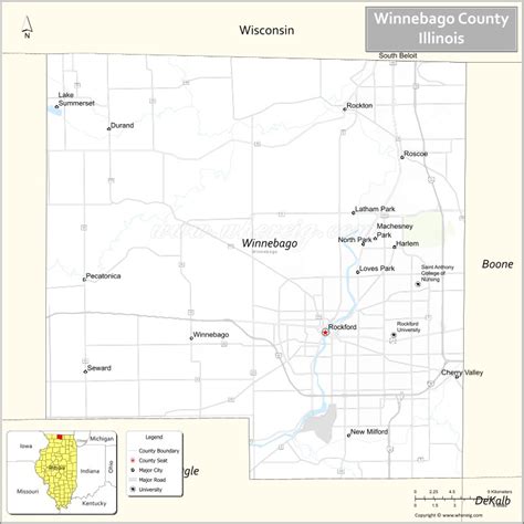 Winnebago County Map, Illinois - Where is Located, Cities, Population ...