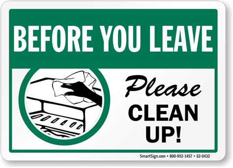 Before you Leave Please Clean UP Sign, SKU: S2-0432