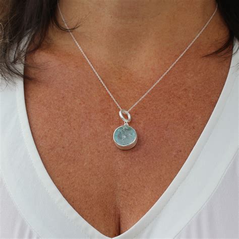 Aquamarine Gemstone Silver Pendant - Aquamarine Gemstone Silver Jewellery