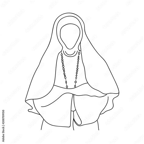 Nun Silhouette. Line Drawing. Vector illustration. Stock Vector | Adobe ...