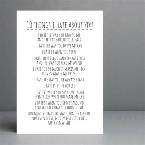 10 Things I Hate About You Print. Movie Quote. Typography | Etsy