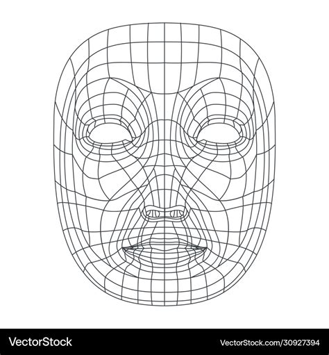 Isolated on white human face mesh 3d modeling Vector Image