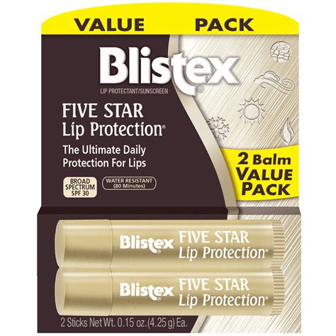 Blistex Five Star Protection Lip Balm with Avobenzone, Dimethicone ...