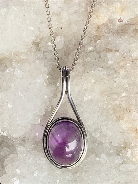 Natural amethyst pendant set with 925 sterling silver | Etsy