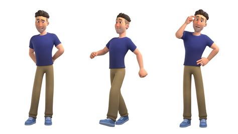 3D model Man Cartoon Character Rigged in Blender VR / AR / low-poly ...