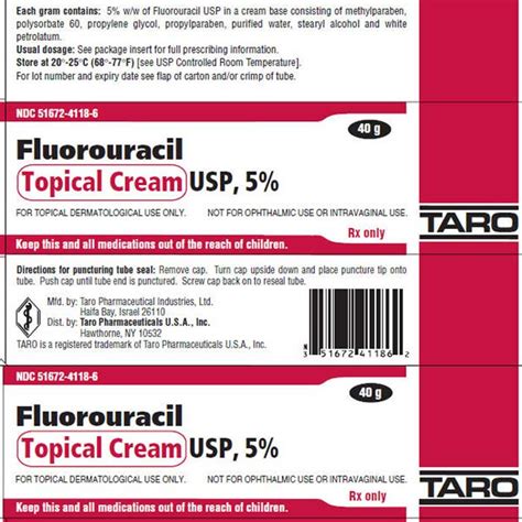 Fluorouracil Topical Cream 5%, 40 gram — Mountainside Medical Equipment