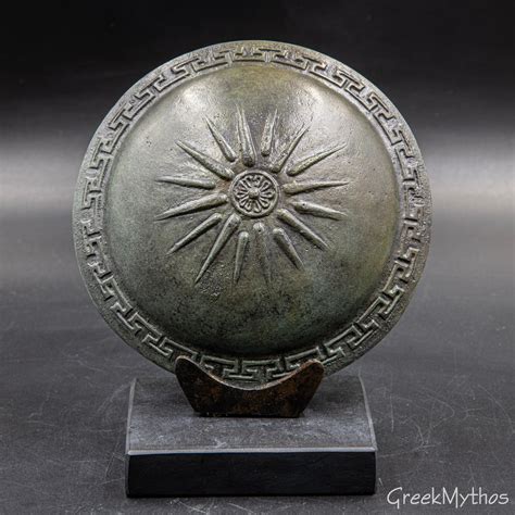 Ancient Greek Bronze Shield with Greek Key & Star of Vergina Symbol of ...