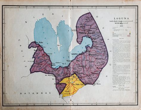 1959 Large Vintage Map of Laguna Province, the Philippines - San Pablo ...