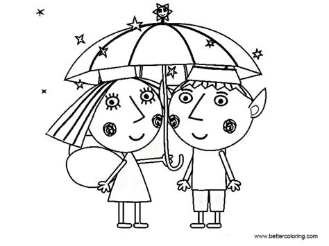 Ben And Holly Little Kingdom Coloring Pages with Umbrella - Free ...