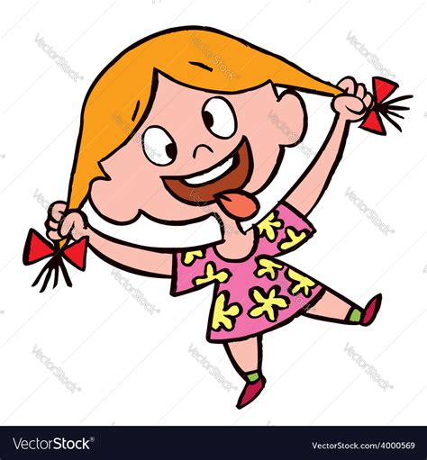 Little girl making silly face Royalty Free Vector Image