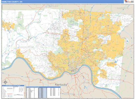 Hamilton County, Ohio Zip Code Wall Map | Maps.com.com