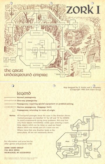 Maps of ZORK I, ZORK II, and ZORK III from the Zork Users Group, 1982 ...