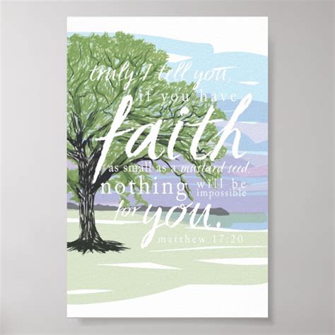 Mustard Seed Faith Matthew 17:20 Bible Verse Poster | Zazzle.com