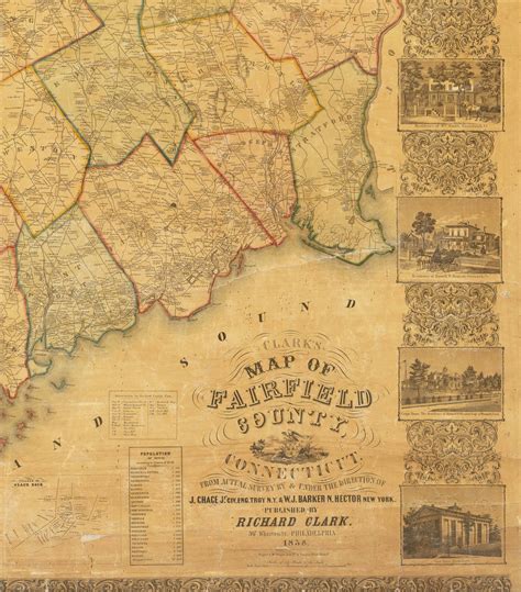 Monumental wall map of Fairfield County Connecticut - Rare & Antique Maps