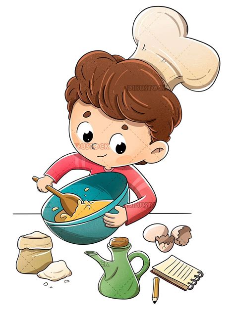 Child in the kitchen preparing a recipe in 2020 | Baking drawing ...