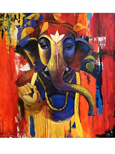 Vighnaharta Ganesha | Modern Art | Painting by Shaily Verma | Exotic ...