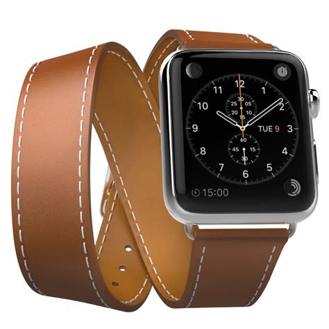 For Apple Watch Band Leather Loop 42mm Genuine Leather Correa Double ...