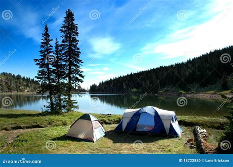 Camping Tents Near Lake Stock Photo - Image: 18723880