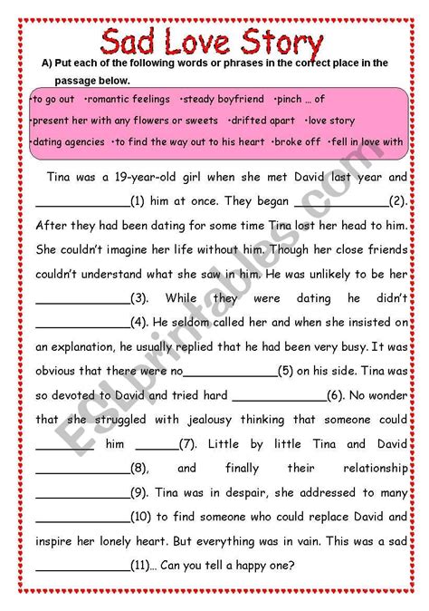 Sad Love Story - ESL worksheet by Ladan22