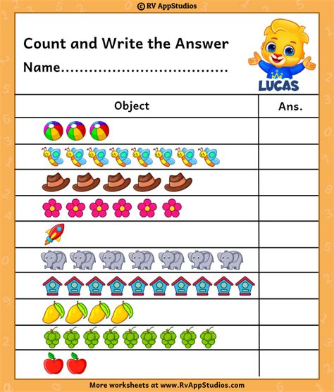 Learning & School Printable Counting Worksheet Toys etna.com.pe