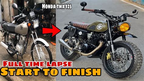 Brand New Honda TMX 125 alpha SCRAMBLER BUILD . full time lapse start ...