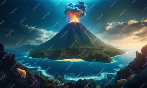 Underwater Volcanoes in the Ocean Floor | Premium AI-generated image