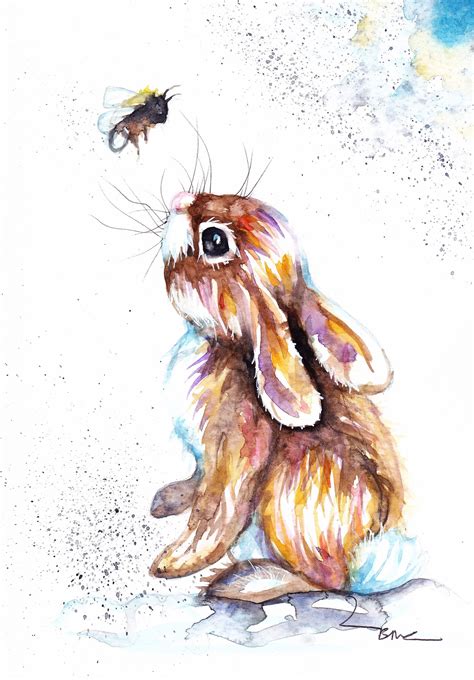 Rabbit Print , Rabbit Wall Art , Rabbit Painting ,rabbit Home Decor ...