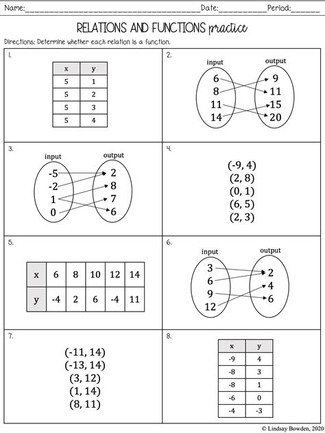 Function And Relation Worksheets