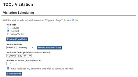 TDCJ Visitation Application Access Instructions