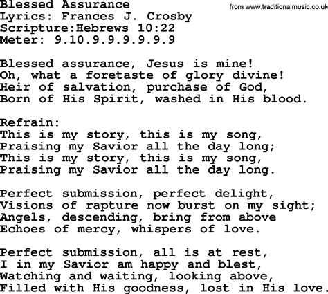 Most Popular Church Hymns and Songs: Blessed Assurance - Lyrics, PPTX ...