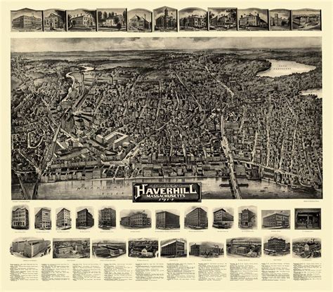 Vintage Map of Haverhill Massachusetts 1914 Essex County | Haverhill ...