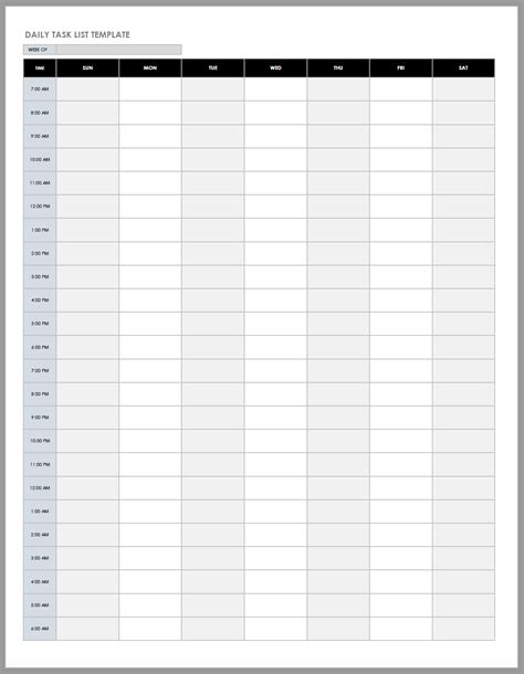 Daily Task Sheet Template