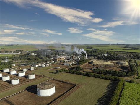 Sugar Cane Industry, Sugar and Alcohol Production Plant Aerial View ...