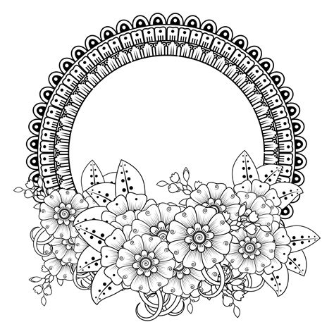 Premium Vector | Flowers in black and white doodle art for coloring book