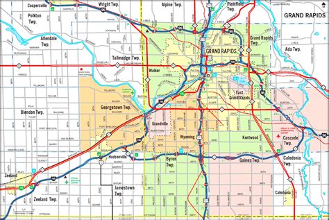 Grand Rapids area road map - Ontheworldmap.com