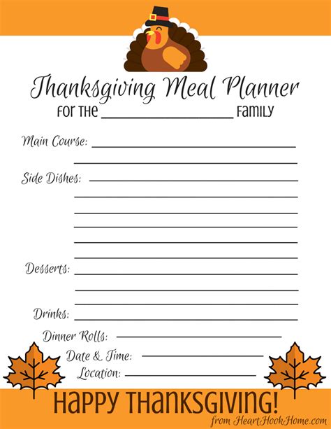 Thanksgiving Meal Planner - Free Printable Download