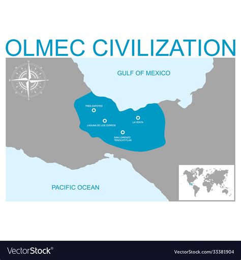 Map with heartland olmec civilization Royalty Free Vector