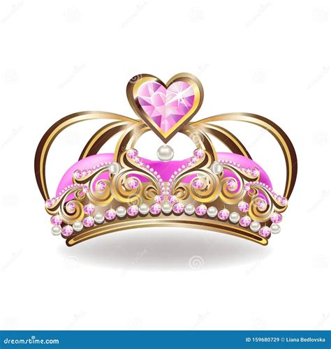 Beautiful Golden Princess Crown with Pearls and Pink Jewels Stock ...