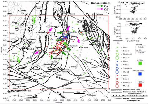 Vrancea faults and seismicity in 2021, radon monitoring network ...