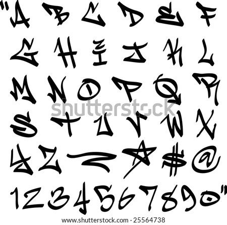 Vector Graffiti Marker Alphabet And Numbers - 25564738 : Shutterstock