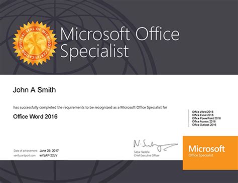 MOS Office Certificate - Sample - Best Institute for Data Analytics ...