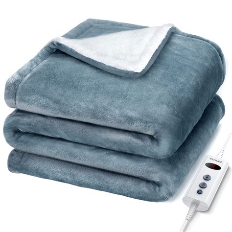 Wchiuoe Heated Blanket, 10 Heating Levels, 9H Auto Off Electric Blanket ...