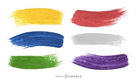 Colorful Paint Brush Strokes Set - Vector Download