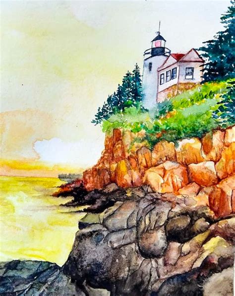 Maine Lighthouse Print of Original Watercolor Painting, Instant ...