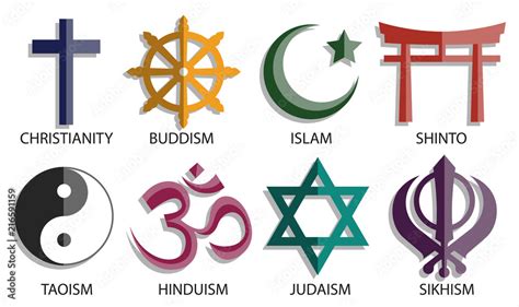 world religion symbol icon set Stock Vector | Adobe Stock